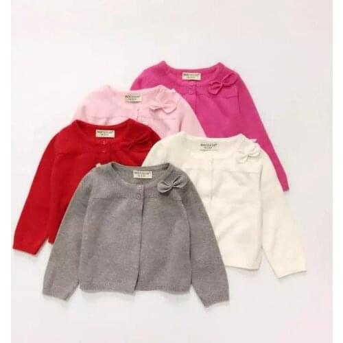 2 3 4 5 6 Years Baby Girl Cardigan Coats 2020 Autumn Kids Long Sleeve Casual Solid Knitted Jacket Baby Sun Protection Cardigan