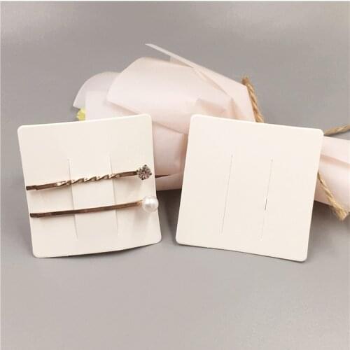 50Pcs Blank Printed White Color Kraft Paper Hair Clip Card Fashion Hairpin Jewelry Cards Hair Accessory Packaging Displays Cards