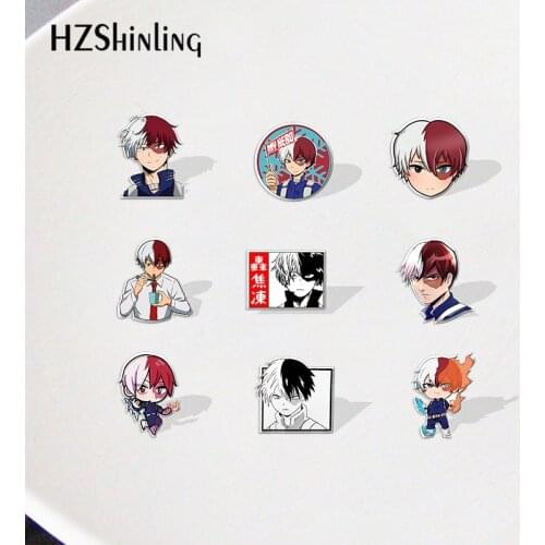 2021 My Hero Academia hotandcold Todoroki Cartoon Anime Pattern Acrylic Lapel Pins Badge Resin Epoxy Gifts