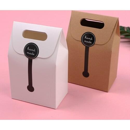 Kraft Paper Box Cookie Bags Cake Box Western Snack Food Packaging Candy Nougat Paper Bag 10pcs/lot