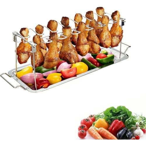 Kitchen BBQ Accessories Tainless Steel Chickens Leg Drumstick Grill Stand Holder Barbecue Non-Stick Rack