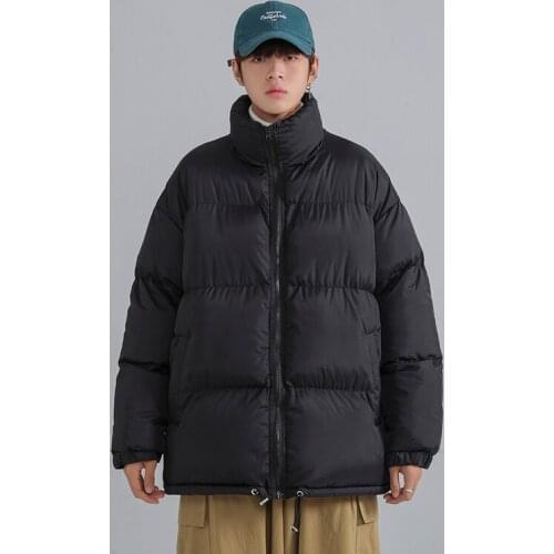 New Youth Student Korean Winter Warm Cotton Padded Jacket MenS Casual Thickened Bread Handsome Stand Collar Pure Color Coat Boy