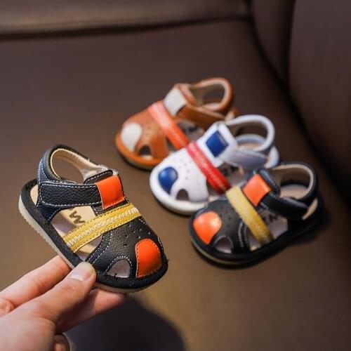 Summer Infant Anti-collision Sandals Baby Girls Boys Toddler Shoes Soft Bottom Genuine Leather Kids Children Beach Sandals