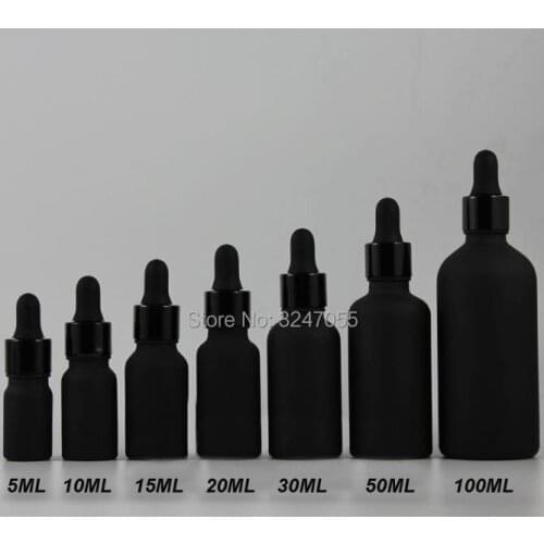 5ml10ml15ml20ml30ml50ml100ml Matte Black Cosmetic Essence Packing, Frosted Black Essential Oil Bottle, Beauty Makeup Tools