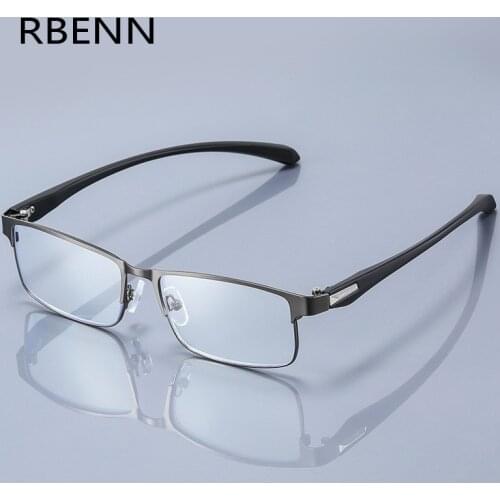 RBENN Men Business Reading Glasses Full Frame Stainless Steel Presbyopia Eyeglasses for Male +1.0 1.5 2.0 3.0 3.5 4.0
