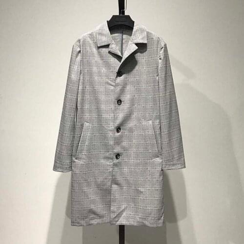 2021 autumn mens fashion check trench Dust coat