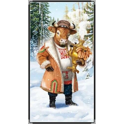 5D DIY Diamond Painting Full Square Round Drill Cartoon cow 5D Embroidery Cross Stitch kits mosaic icon sceneryp Home Decoration