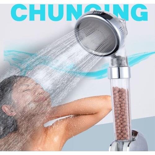 Shower Head Hand Bathroom 3-Function SPA With Switch On/off Button Negative Ion Pressurized Water Saving One Key Stop