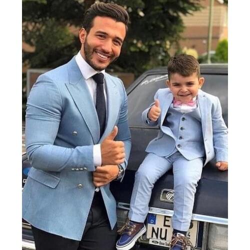 Sky Blue Costume Homme Casual Beach Summer Custom Wedding Suits For Men Groom Prom Bridegroom Slim Fit 2 Pieces Jacket Pant