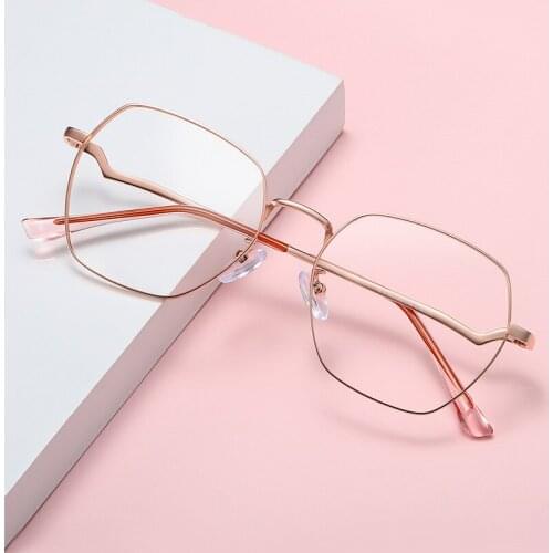 Veshion 2020 New Metal Glasses Frame Female Fashion Big Frame Chic Glasses Frame Simple Prescription Point Spectacle Glasses