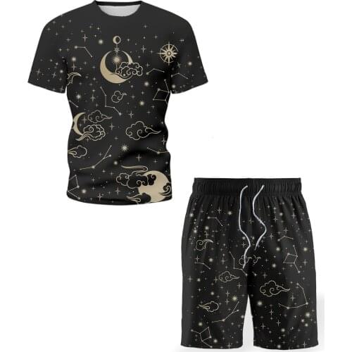 2021 popular new mens T-shirt + sports shorts suit summer T-shirt shorts sports running suit