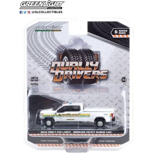 NEW GREENLIGHT 1:64 2018 FORD F-350 LARIAT BROWARD COUNTY MARINE UNIT Florida Police Car Collection die-cast alloy car model1