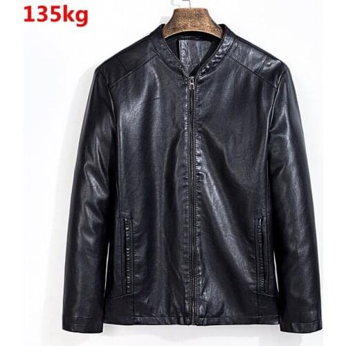 Autumn Thin Mens Plussize 7XL Fashion 8XL Casual Baseball Collar Leather Jacket Mens Jacket Leather