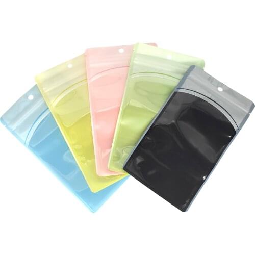 Plastic Bags Various Colors Eco PP Ziplock Bags Front Clear Mylar Flat Tear Notch Pouches USB Cable Storage Bags With Hang Hole