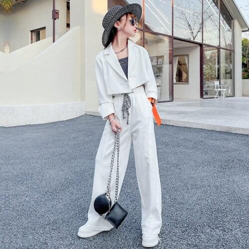 Baby Girls Casual Suit Suit Female Spring/summer New Fashion Medium and Large Childrens Vest Western Style Three-piece Trend