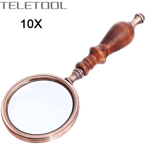 10X 75mm Handheld Magnifier Wooden Handle Vintage Magnifying Glass Portable Retro Handle Magnifier Eye Loupe Glass With Gift Box