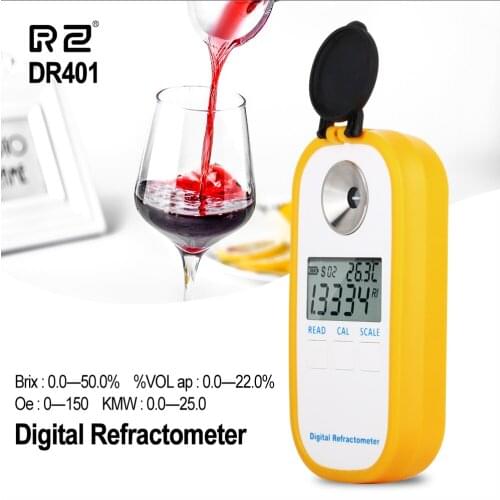 RZ Digital Display Refractometer Brix 0-50% Alcohol Range 0~22% Refractometer Brix Beer Wine Fruit Grape Sugar Saccharimeter