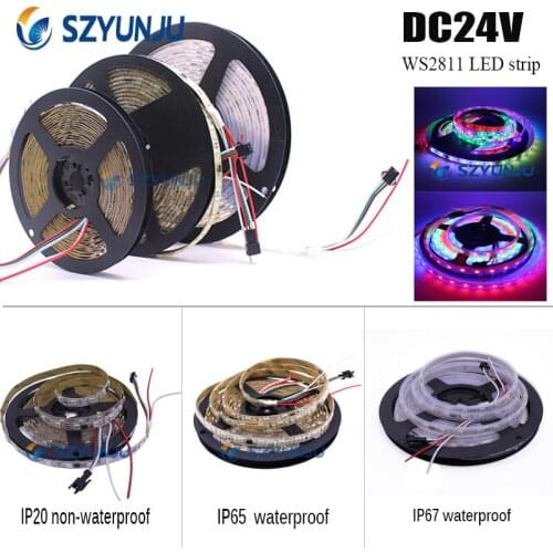 5M WS2811 16703 IC 16703 60led/m DC24V LED strip Addressable Digital RGB Dream Full color IP20 IP65 IP67 waterproof