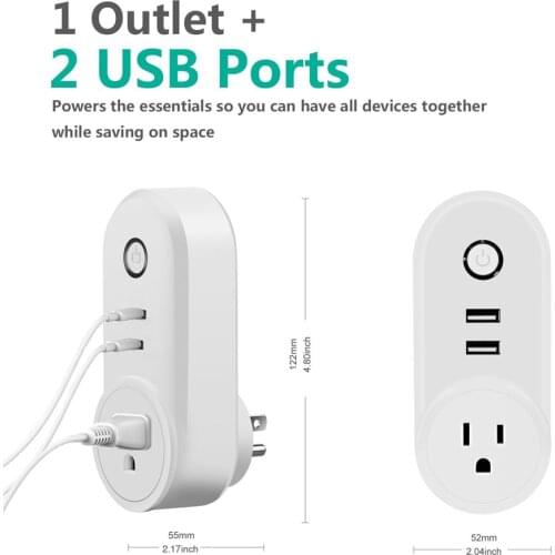 Smart USB Plug Smart WiFi Socket Remote Control Timer Dual USB Outlets Voice Control Work with Google Home Alexa Tuya App