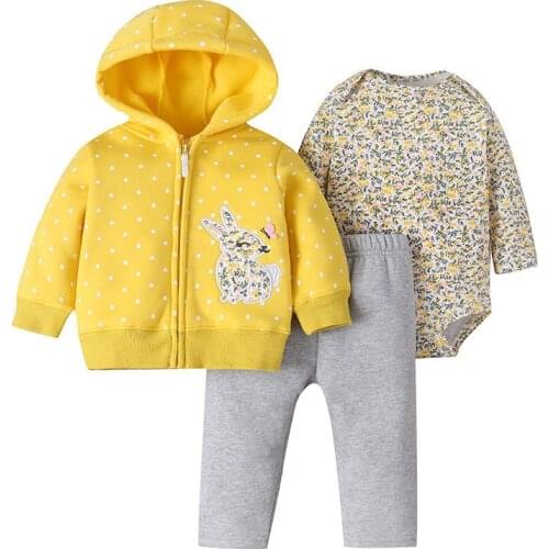 Spring & Autumn Fashion Boys Outfits Toddler Girls Original 3pcs/sets Cotton Hoodies Solid Bodysuits Sport Pants Children Coats