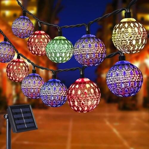 7M 50 LED Colorful 8 Modes Waterproof Light Chain Outside Solar for Garden Balcony Terrace Weddings Solar Light chain