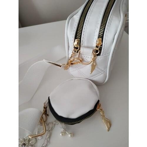 Womens White Binocular Stand Shoulder Cross Bag