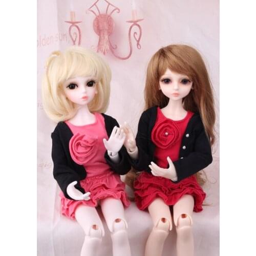 1/3 1/4 1/6 1/8 Bjd doll clothes Pink red flower dress customize measurement vest midguts black outerwear measurement