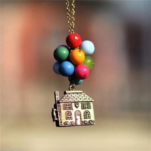 1x New High Quality House with Balloons Up Movie Chain Alloy Pendant Necklace Antique Anniversary Gift