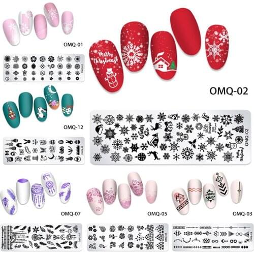 12*4cm Nail Art Polish Templates Stamping Plate Flower Snow Christmas Series Stamp for Manicure Design Set NAP003
