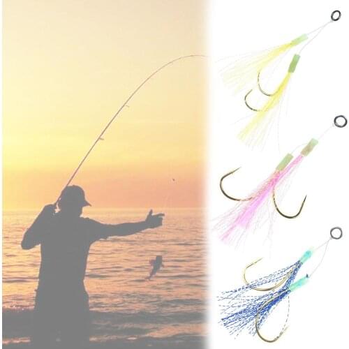 14-26 Size Sea Fishing Metal Tassel Double Fishing Hook Artificial Bait Lure Holder Fishing Tackle Tool Accessory