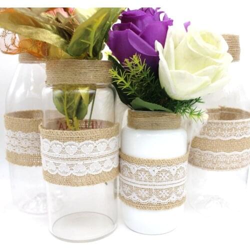 2meters Natural Jute Burlap Ribbon rustic Vintage Wedding decoration Hessian Lace Merry Christmas Party decoration Supplies DIY