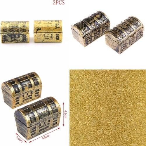 2Pcs Dollhouse Miniature Vintage Treasure Box Mini Pirate Jewelry Box Case Kids Play Toys Doll House Accessories