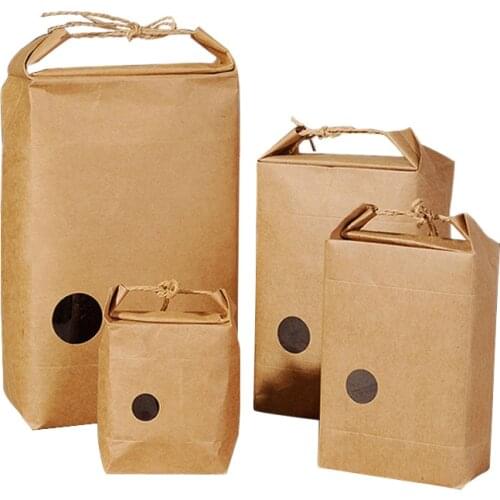 20pcs Kraft Paper Tea Packaging Pouch with window Red/Kraft Paper Gift Bag with Handle Wedding Party Favor Wrapping Paper Bag