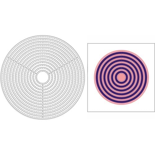 2021 New Nested Stitched Circles Frame Metal Cutting Dies for Scrapbooking Decor and Card Making Paper Craft Embossing No Stamps