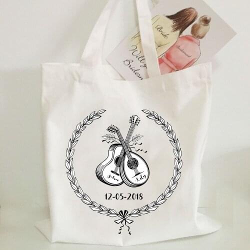 30pcs lot Custom White Beige Canvas Handbag 50th 60th Anniversary Souvenir Birthday favors Wedding Return gift wholesale