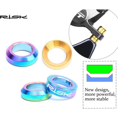 RISK 4pcs M6 Mountain Bike Bicycle Titanium Alloy Hydraulic Brake Caliper Concave and Convex Washer Spacer Fixed Gasket