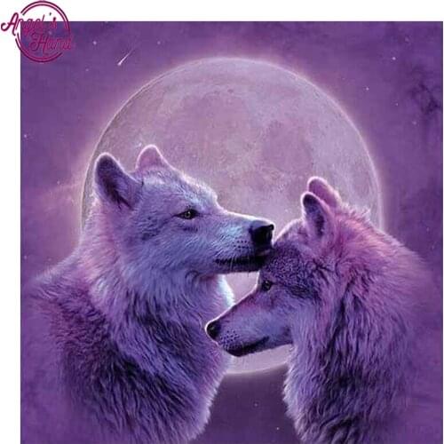 5D DIY Diamond embroidery Purple Wolf diamond painting Cross Stitch full square Rhinestone mosaic decoration gift MX