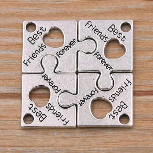 8Pcs 16*22mm Photo Color Hollow Letter Puzzle Charms Square Pendants Handmade Decoration Vintage For DIY Jewelry Making Findings