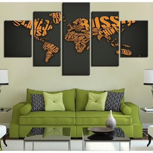 Paintings HD Abstract Canvas Living Room Wall Art Poster 5 Pieces Retro World Map Decoration Pictures Frame 3 Assassins Creed