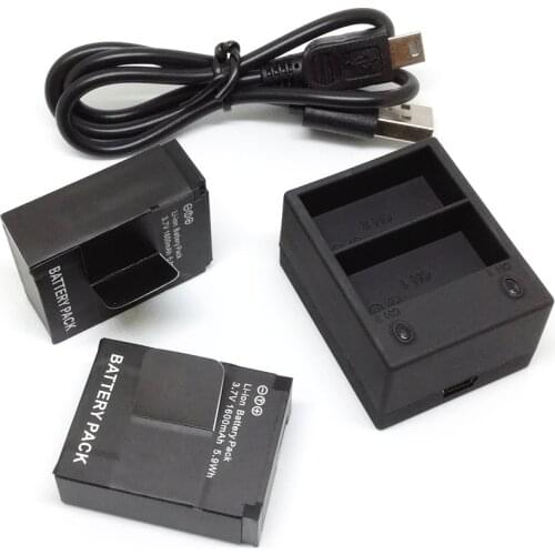 2x Hero3 Battery for Gopro 3 Hero 3+ Batteries 3.7V AHDBT-301 + USB Dual Charger For GoPro Hero3+ AHDBT302 Camera accessories