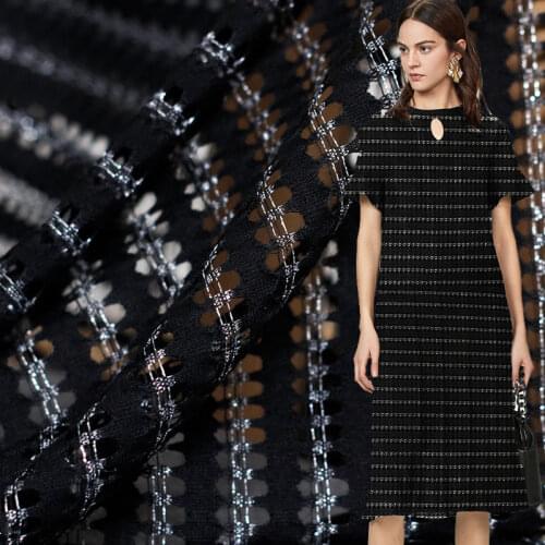 White waxberry Italy Black Pierced Knitted Fabrics Garment Materials Autumn Women Dress Sewing Cloth Tailor Freeshipping