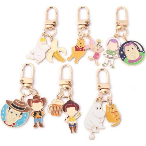 Disney Toy Story Keychain Woody Buzz Lightyear Pooh Key Chain Pendant Couple Car Backpack Metal Keyring Accessories
