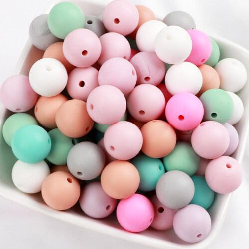 TYRY.HU 50pc Silicone Beads BPA Free 12mm Baby Chewable Teething Safe Loose Beads For Baby Teething Toys DIY Necklace Jewelry