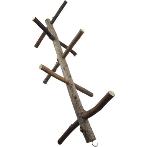 A Parrot Bird Pet Hanging Swing Toys Nature Wooden Rotating Logs Stairs Standing Bar Stand Parrot Cage Swing Toys