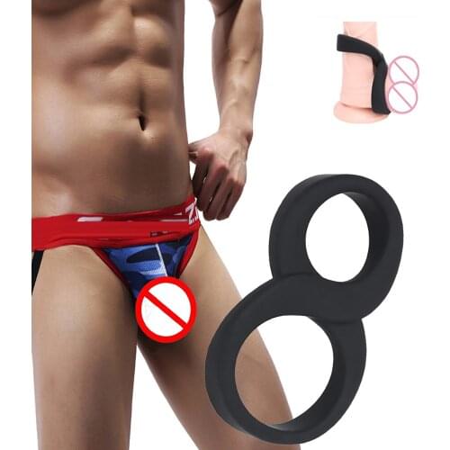 Double Silicone Penis Cock Ring Silicone Delay Ejaculation Penis Extender Sex Toy for Men Adult Product