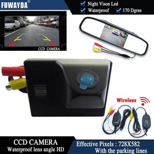 FUWAYDA Wireless CCD Chip Car Rear View Camera for TOYOTA Land Cruiser LC 100 120 4500 4700+4.3 Inch rearview Mirror Monitor HD