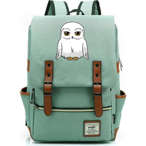 New Cartoon Owl Printed Boys Girls Kids Student School Book Bags Teenagers Canvas Women Bagpack Men Laptop Travel Backpack