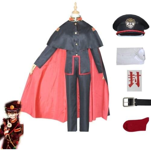 Anime Toilet-Bound Hanako Kun Yugi After-School Boy Cosplay Costume Set Black Cape Kamome Academy School Uniform Japanese Kimono