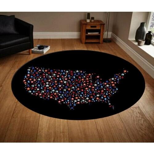 America Continent Patterned Round Carpet, Non Slip Floor Carpet