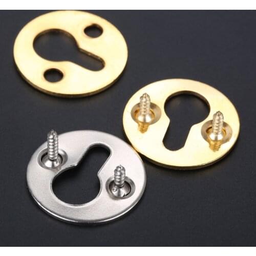 10Pcs Round Hanging Picture Oil Painting Mirror Frame Hooks Hangers With Screws Gold/Silver Furniture Hardware 25mm